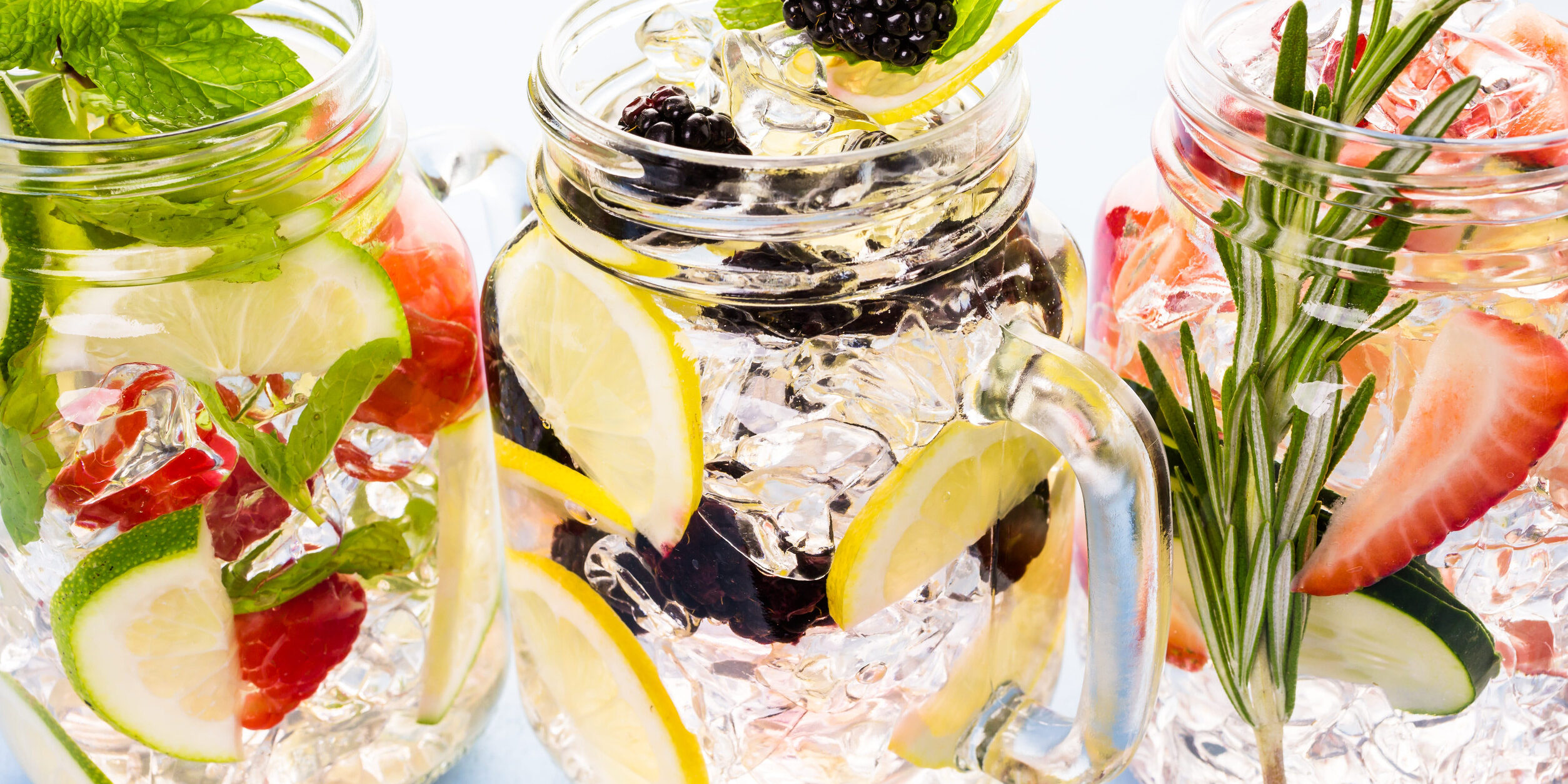 Fresh infused water made with organic ccitruses and berries.